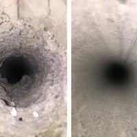 A dryer vent line before and after cleaning